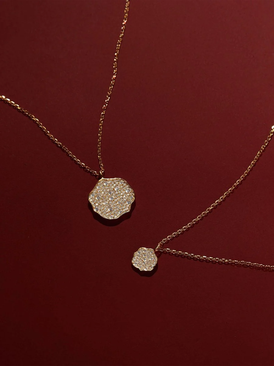 Petite Fleur Pavé Diamond Pendant Necklace - Image 3