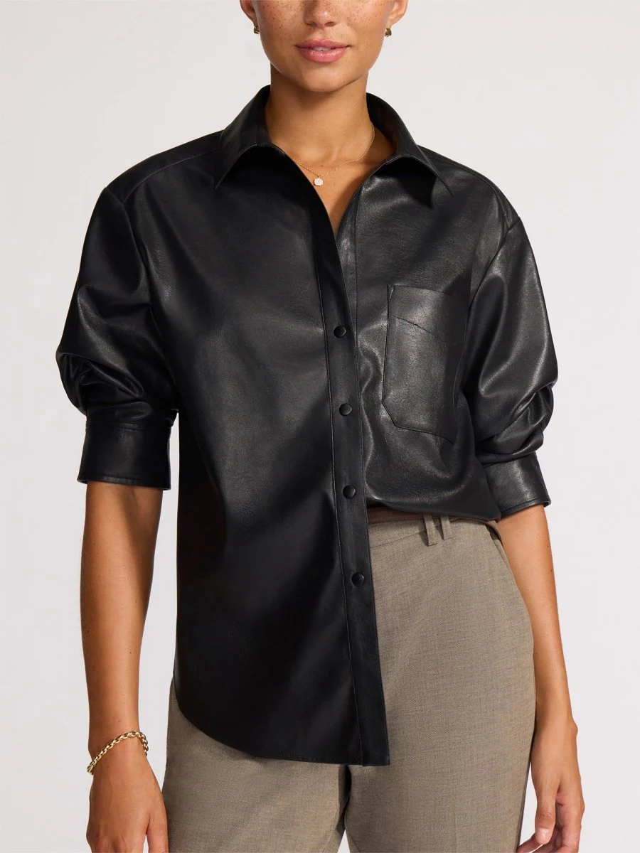 The Pia Vegan Leather Shirt - Image 3