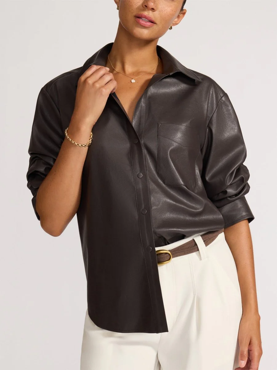 The Pia Vegan Leather Shirt - Image 3